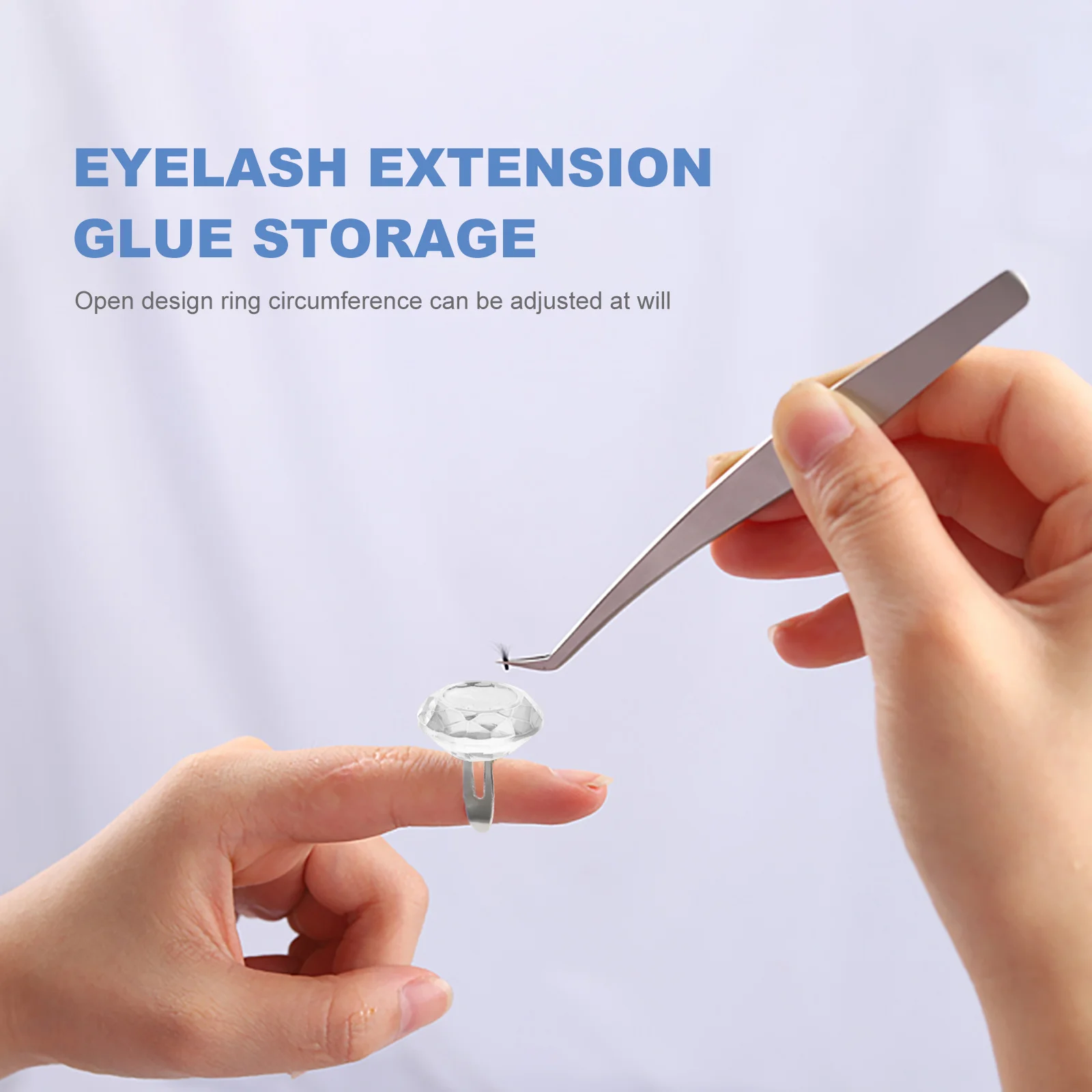 

1Pcs Crystal Ring Cup Ideal for Eyelash Extension and Tattoo Pigment Storage Adjustable Fit Comfortable Wear Long-Lasting