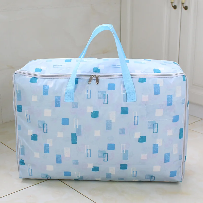 Oxford Fabric Storage Bag Quilt Organizer Visual Window Storage Bag Large Capacity Travel Storage Bag Pure Color Hand Package