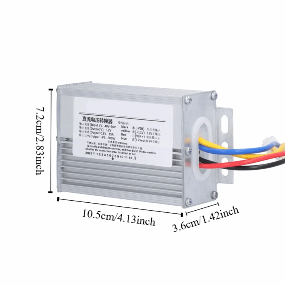 48V-96V Input DC Voltage Converter 12V Output 300W Power Step-Down Converter Waterproof Design Aluminum Alloy