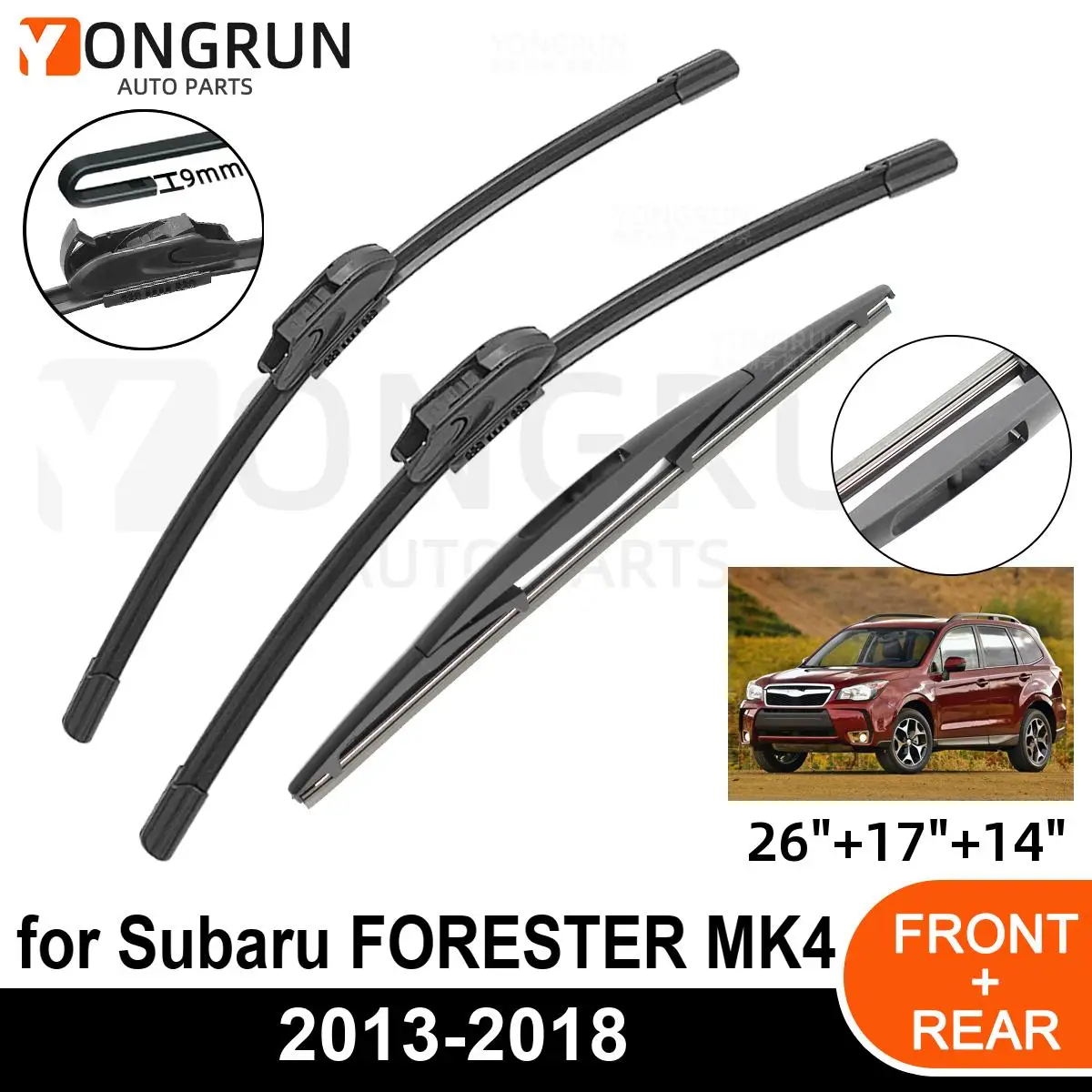 

Автомобильный стеклоочиститель для Subaru FORESTER MK4 2013-2018, 3 шт., переднее заднее ветровое стекло, всесезонные, прочные аксессуары 2013 2018