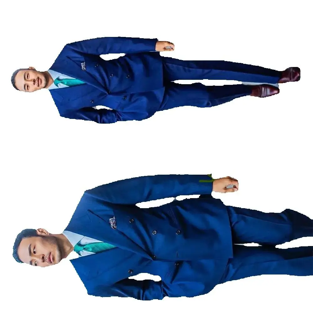 

CustomizedBlack Stripe Suits For Men Double Breasted Peaked Lapel Luxury Outfits Wedding Clothing 2Piece Jacket Pants Slim Fit B