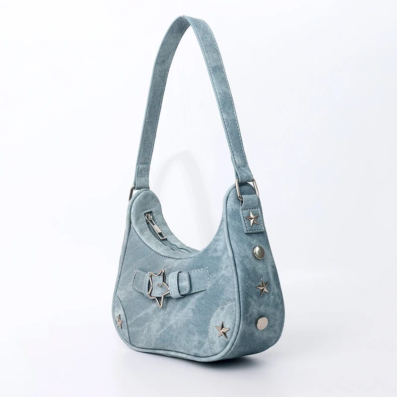 Vintage Lässige Niedliche Weiße Stern-Schultertasche Damen Umhängetaschen Leder-Reißverschlusstaschen Handtaschen für Frauen – Detail 19