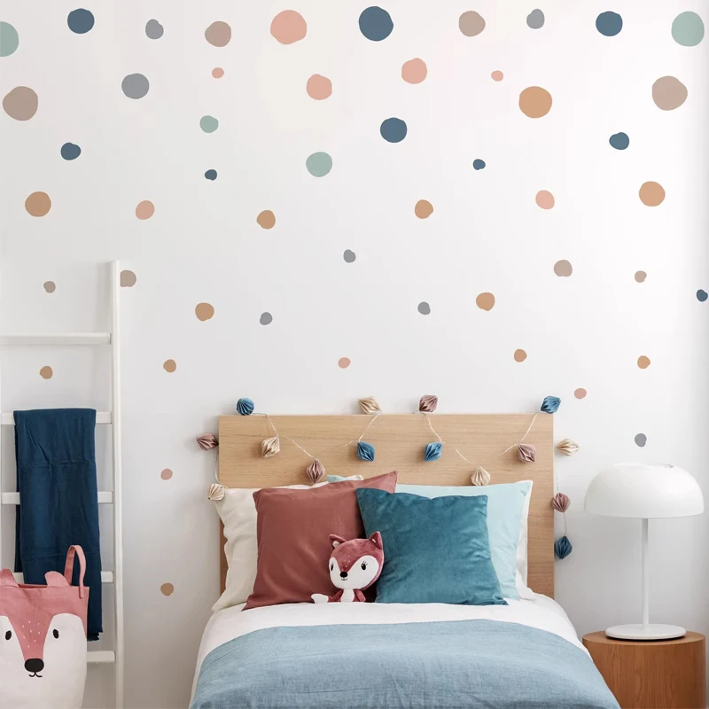 Boho Colorful Polka Dots Children Wall Stickers Removable Nursery Wall Decals Poster Print Kids Bedroom Interior Home Decor