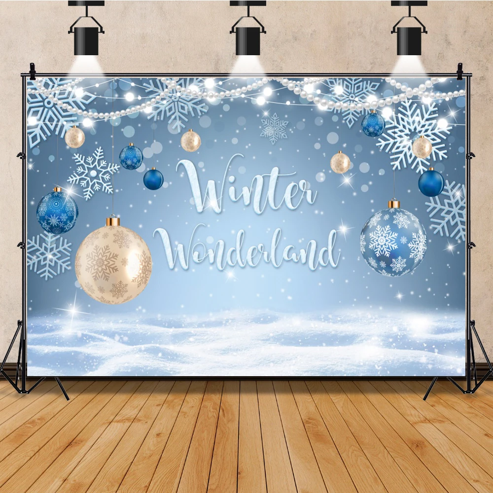 Winter Wonderland Photography Backdrop Ice Snowflake Gift Decoration Photo Backgrounds for Photography Portrait Background Props