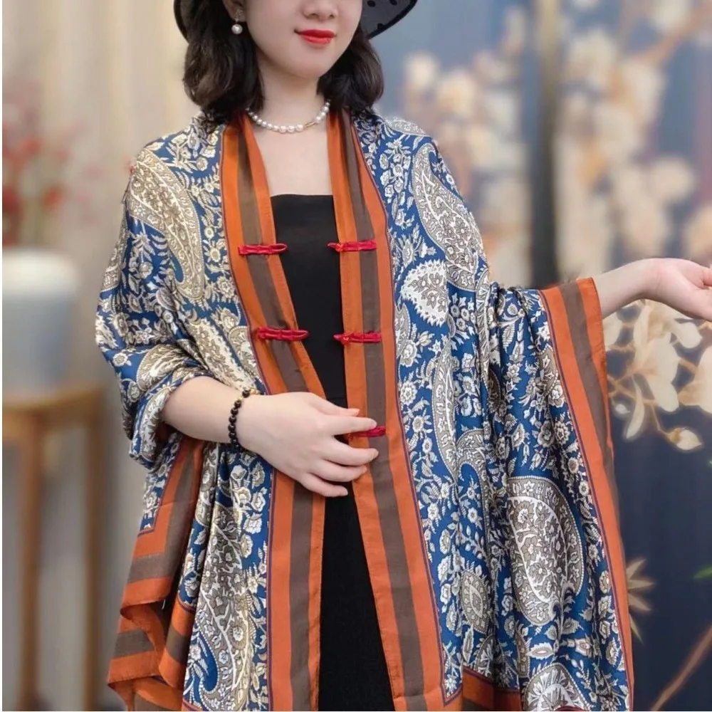 สไตล์ชาติพันธุ์ซาตินหัวเข็มขัดผ้าคลุมไหล่เสื้อป้องกันแสงแดดครีมกันแดดเครื่องปรับอากาศเสื้อบางอารมณ์คาร์ดิแกน