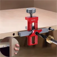 Wardrobe Cabinet Door Panel and Rebounder Punched Mounting Jig Woodworking 10mm Doweling Drilling Guide Locator Installing Clip