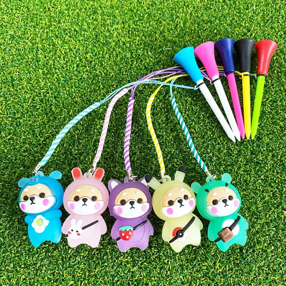 

8.3cm Golf Tee Flashing Light Dog Golf Rubber Tees Cartoon Prevent Loss of Golf Novelty Shape Tees Practice Dropshipping