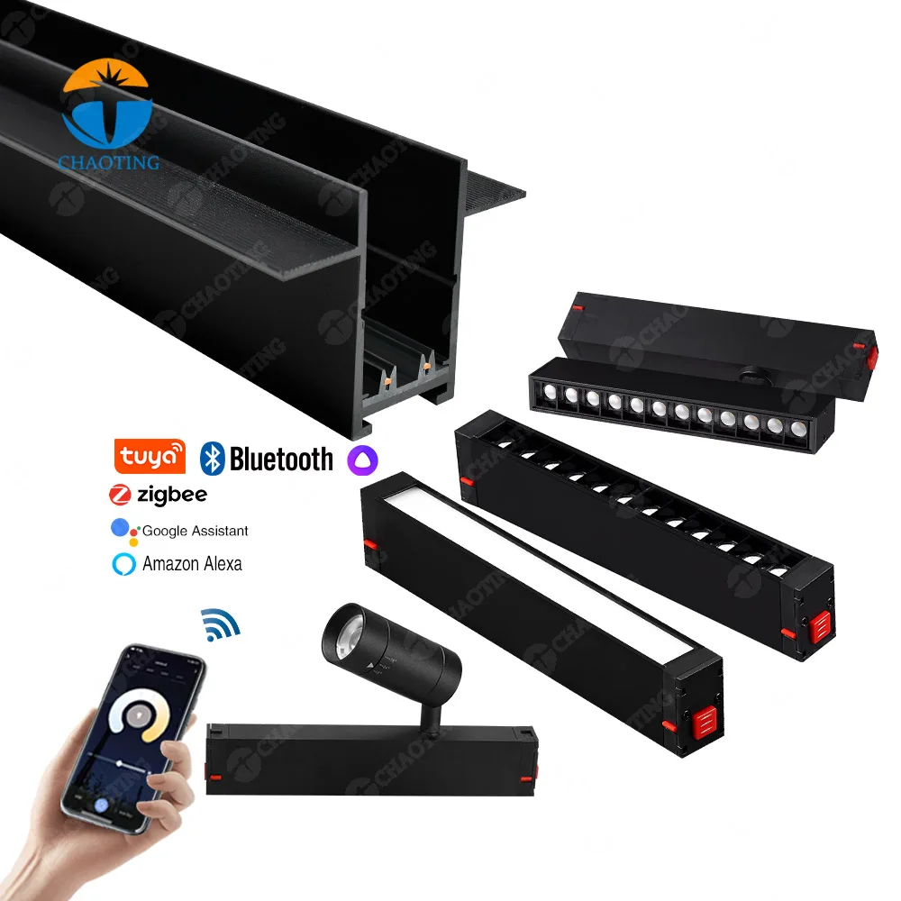 Manufacture LED Track Lights Accessory Zoomable Magnet Light No Flickering CRI90 Linear Track Light System Rail DC90V-265V