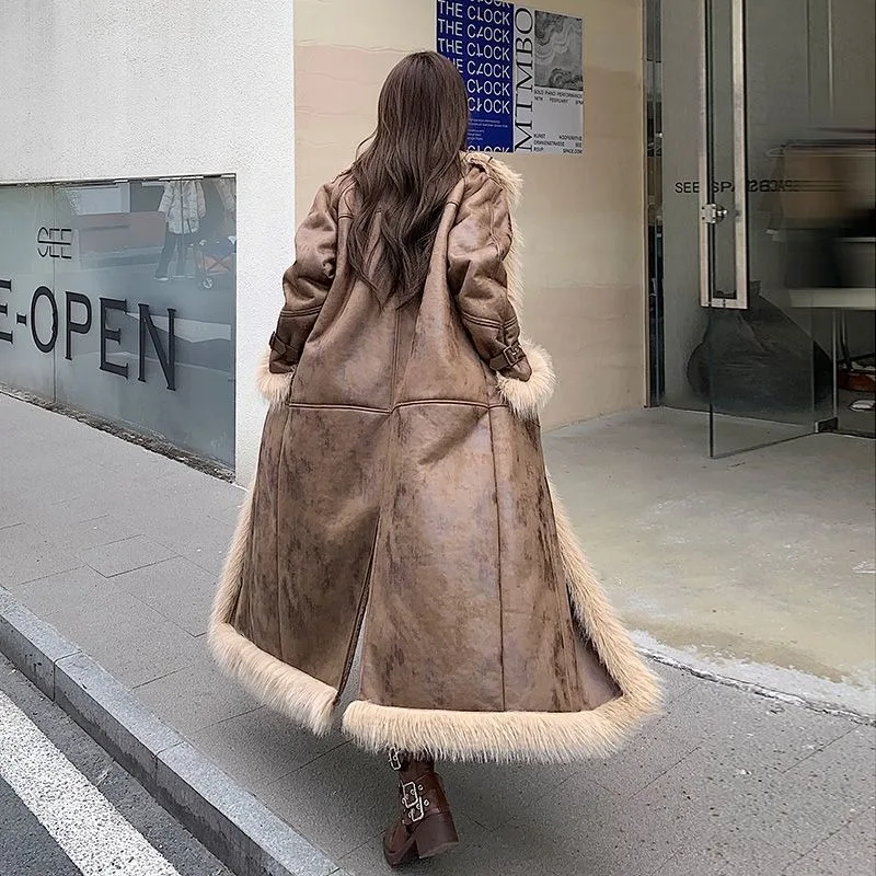 

Fur Integrated Lamb Wool Coat Women's Korean Version Winter Thickened Plush Jacket Retro Wasteland Wind Warm Coat