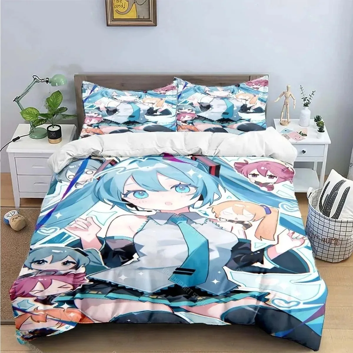 3dプリント-日本のカートゥーン-カワイイ-h-hatsune-m-miku-寝具セット-2-3ピース-羽毛布団カバー-枕カバー-ティーンガールズの部屋装飾ギフト