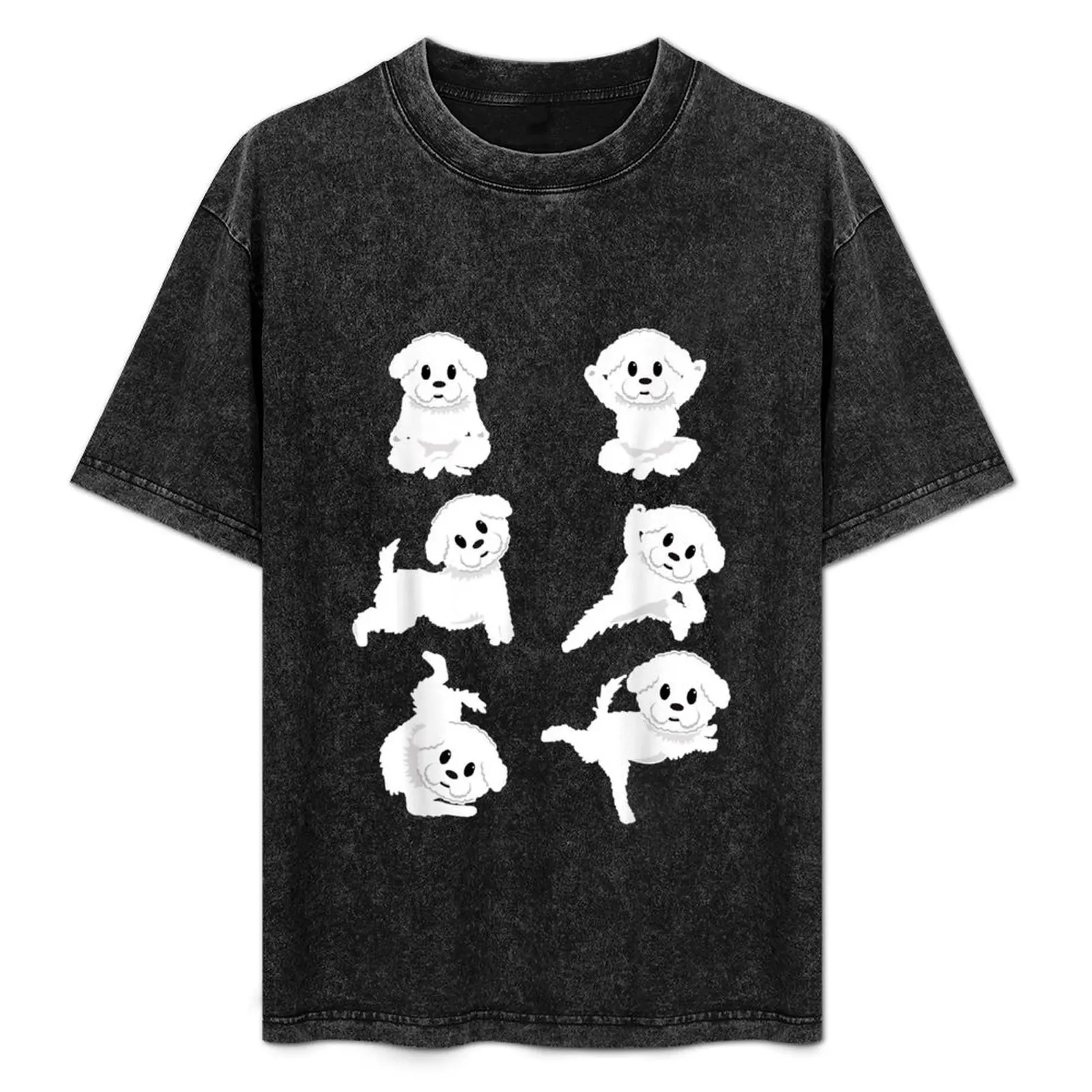 

Funny Bichon Frise Yoga Poses T-Shirt Work Short Sleeve Cotton Top