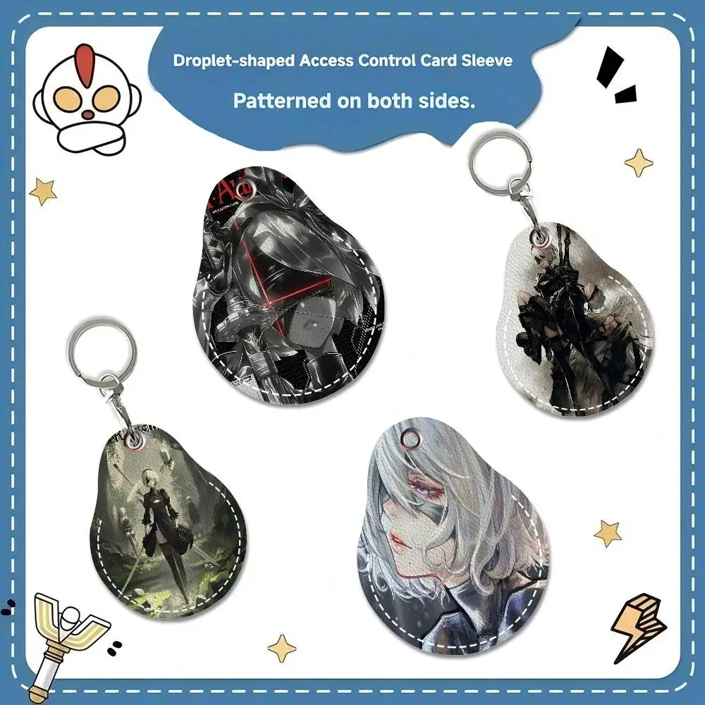 

N-Nier Anime PU Access Case Anti-lost Anti-fall Card Holder Keychain Accessories Fingerprint-proof Key Tag Ring