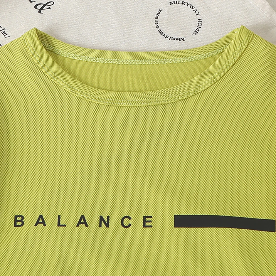 2-teiliges Frühlings-/Sommer-Kinderset mit mehrfarbigem, schnell trocknendem Sport-Buchstabendruck für Jungen und Mädchen, lässig, kurzärmelig – Detail 20