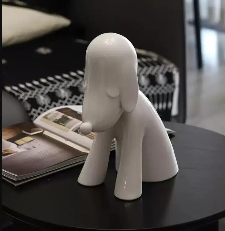Yoshitomo Nara  Lonesome Puppy Sitting Pose Dreaming Dog Animal Sulpture Resin Table Piece Home Decoration
