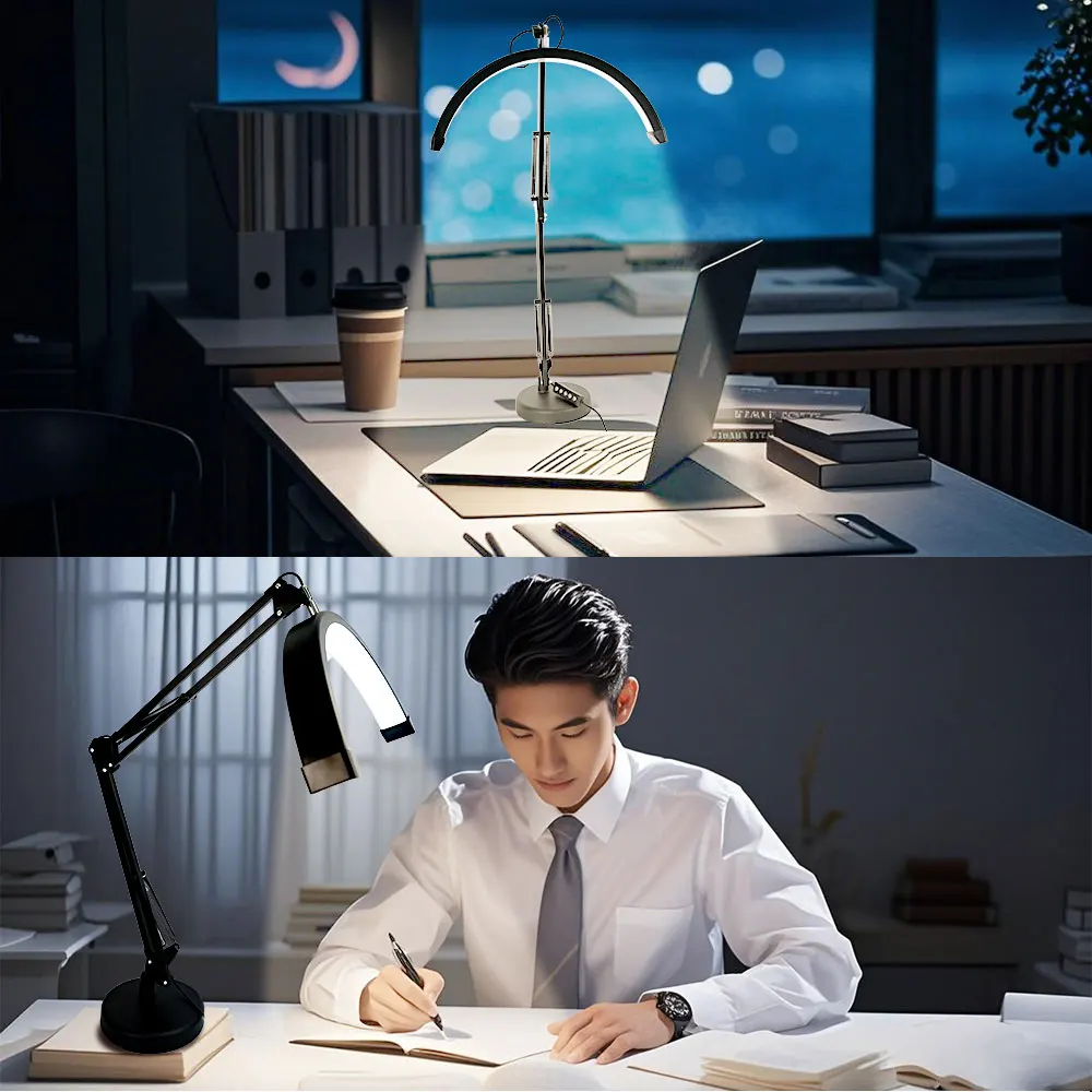 

Светодиодный светильник для домашнего офиса 360 ° Настольные лампы для чтения с регулировкой яркости и защитой зрения, 3 режима цвета, гибкие, регулируемые, для ПК