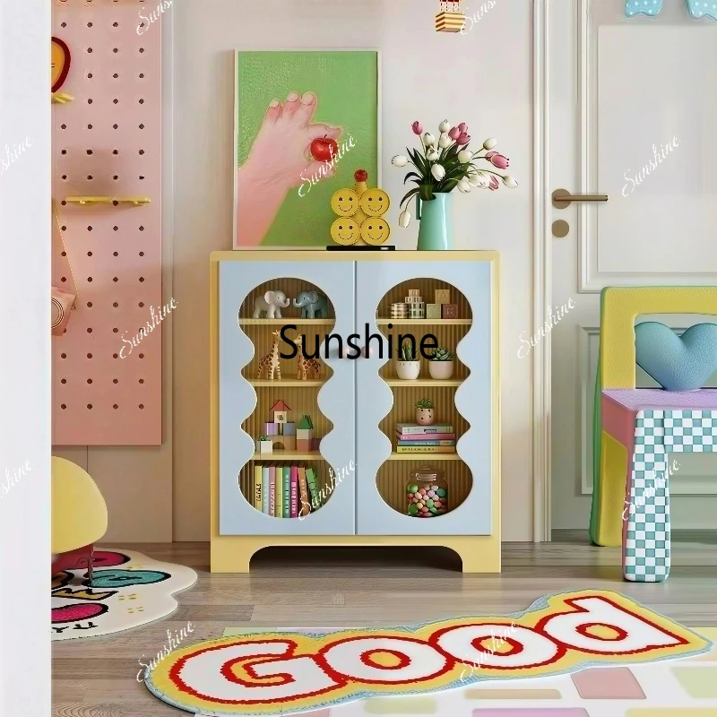

Contrasting color figure cabinet, living room wall display cabinet model display glass cabinet