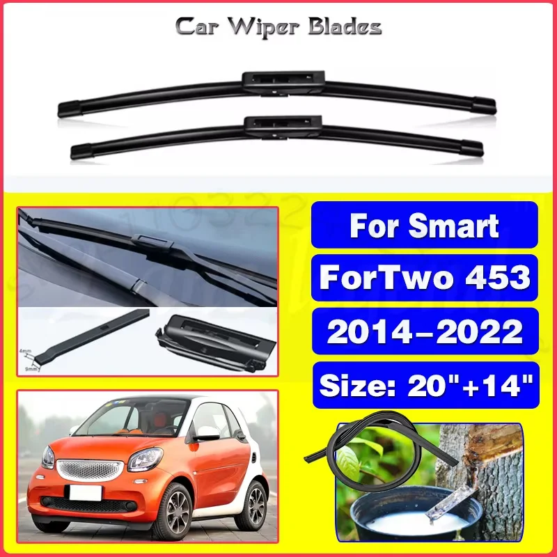 

For Smart ForTwo 453 C453 A453 2014 - 2022 Front Wiper Blades Brushes Cutter Windscreen Windshield Accessories 2019 2020 2021