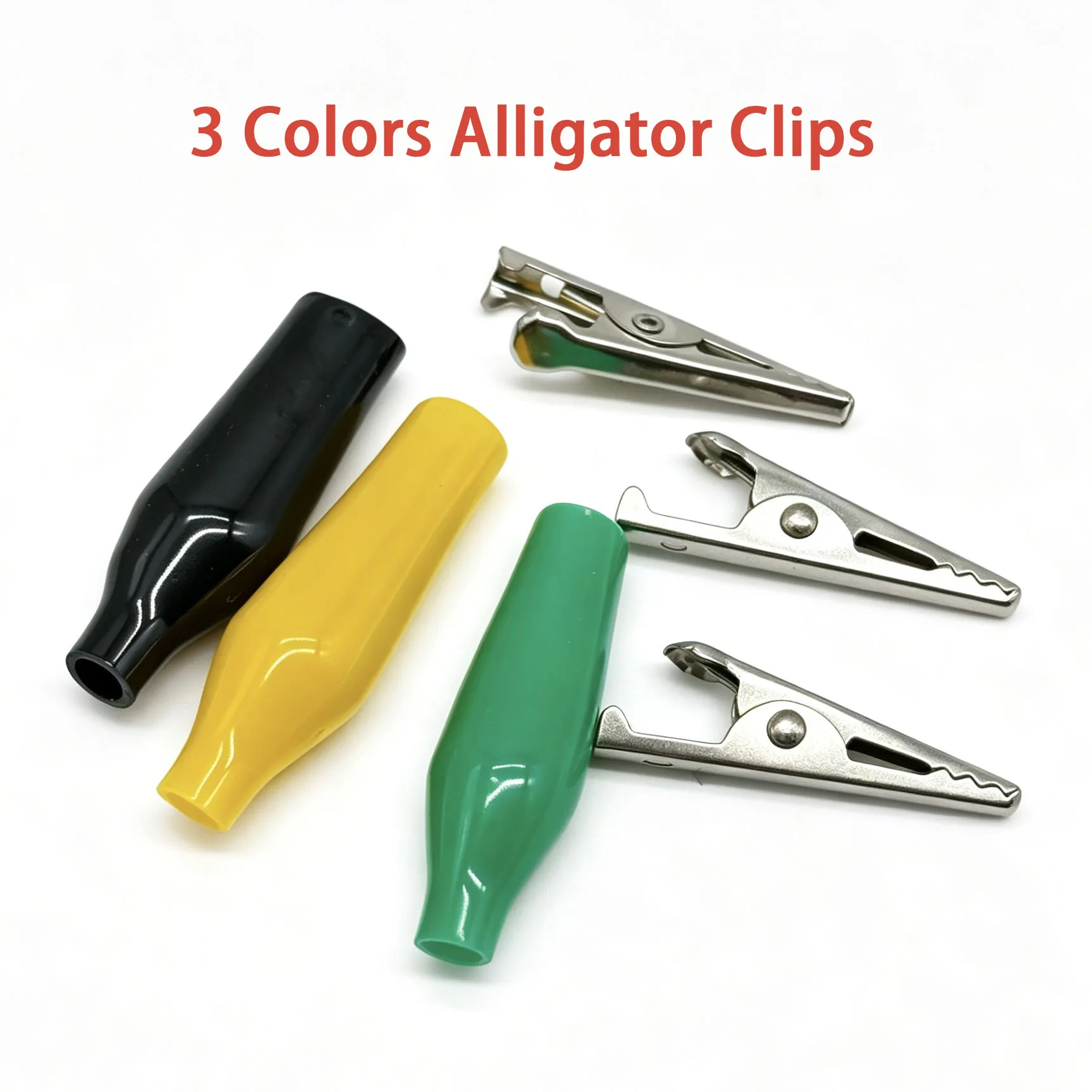 3 Colors Alligator Clips 28mm 35mm 45mm Crocodile Electrical Test Clamps Jumper Helper with Protective Insulation Cover
