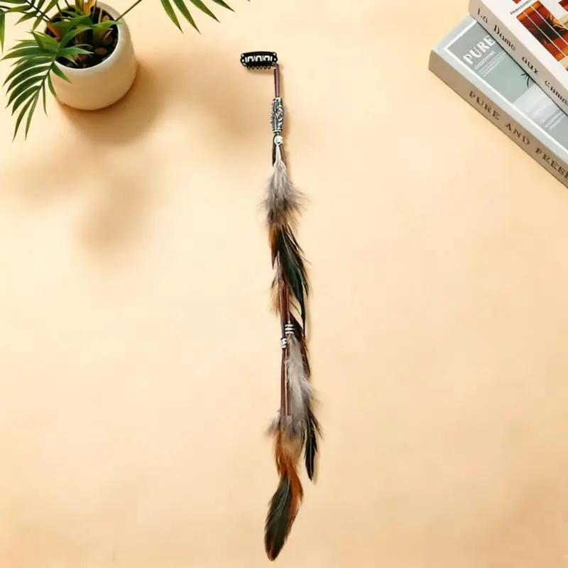 1/3Pcs Vintage Bohemian Tassel Hair Clips with Faux Feather Elegant Hair Accessories for Wedding Guest