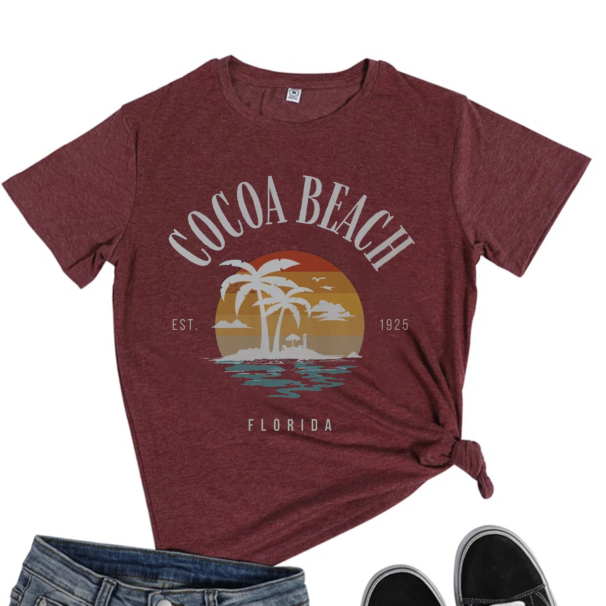 

Seeyoushy COCOA BEACH 2023 Summer New Women's T-shirt Trend Holiday Women's Top Y2K Aesthetic Natural Scenery Clothing Acotar