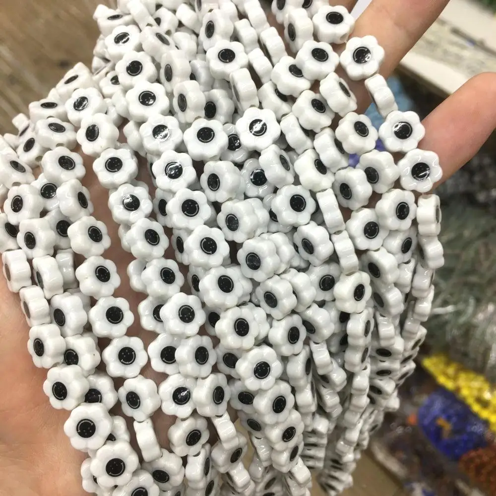 Glass Smile Flower Bead Cute Lampwork Glass Loose Beads For Jewelry Making DIY Bracelet Necklace Accessroeis