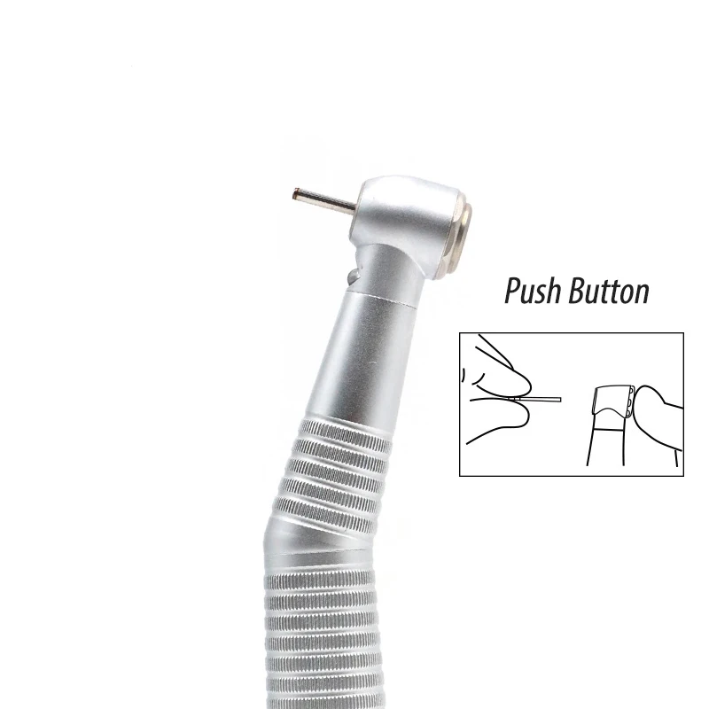 Dental Surgical Air Turbine LED Light Push Button Type Ceramic Bearing High Speed Handpiece With Triple Water Spray 2 / 4 Holes