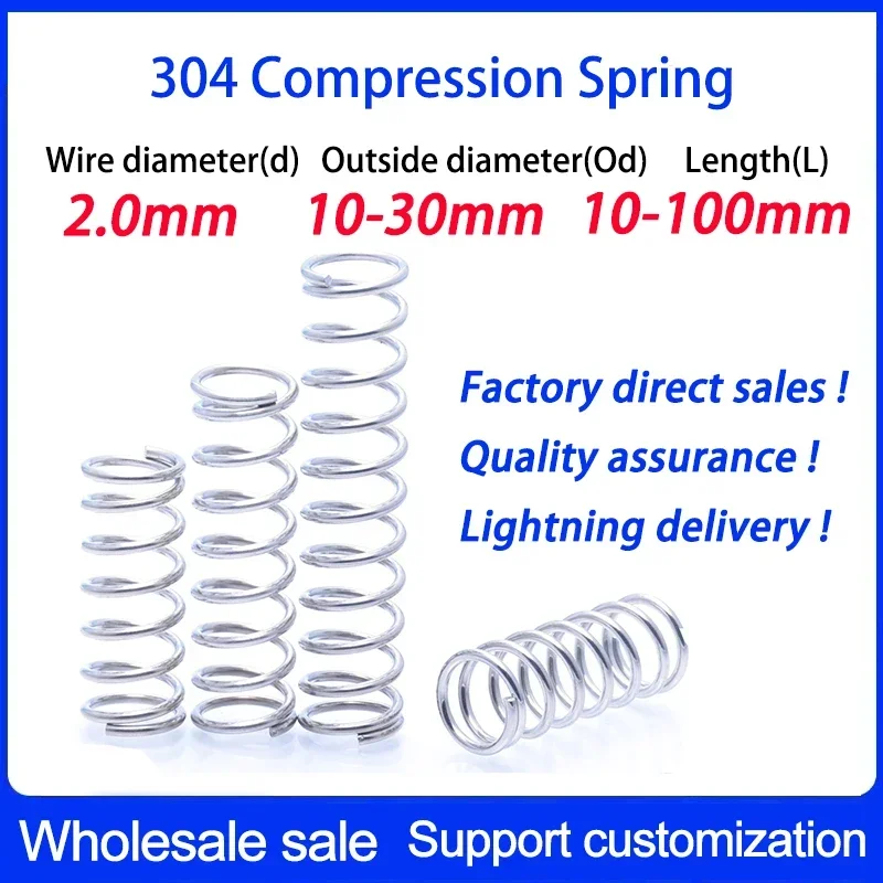 

304 SUS Compressed Spring Stainless Steel Compression Spring Y-type Rotor Return Spring Wire Diameter 2.0mm 2PCS