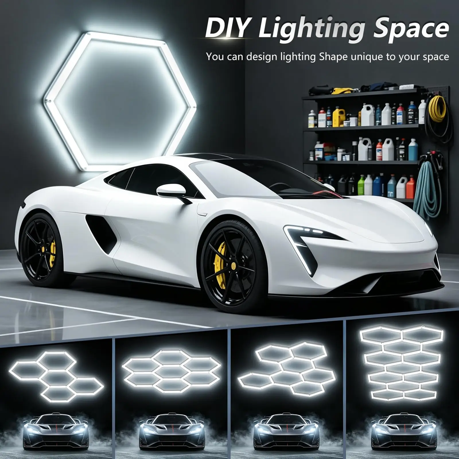 LED Lights Hexagonal Garage Light Ceiling Ceiling Ceiling Light Wall Light for Barbecue Shop Lighting Decoration 6500K Lamp