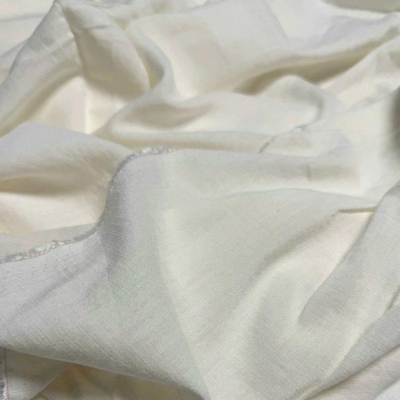 Sandwashed Cotton Linen Blend Fabric Off White Slight Stretch Soft Breathable Shirt Dress Skirt Top DIY Sewing Accessories