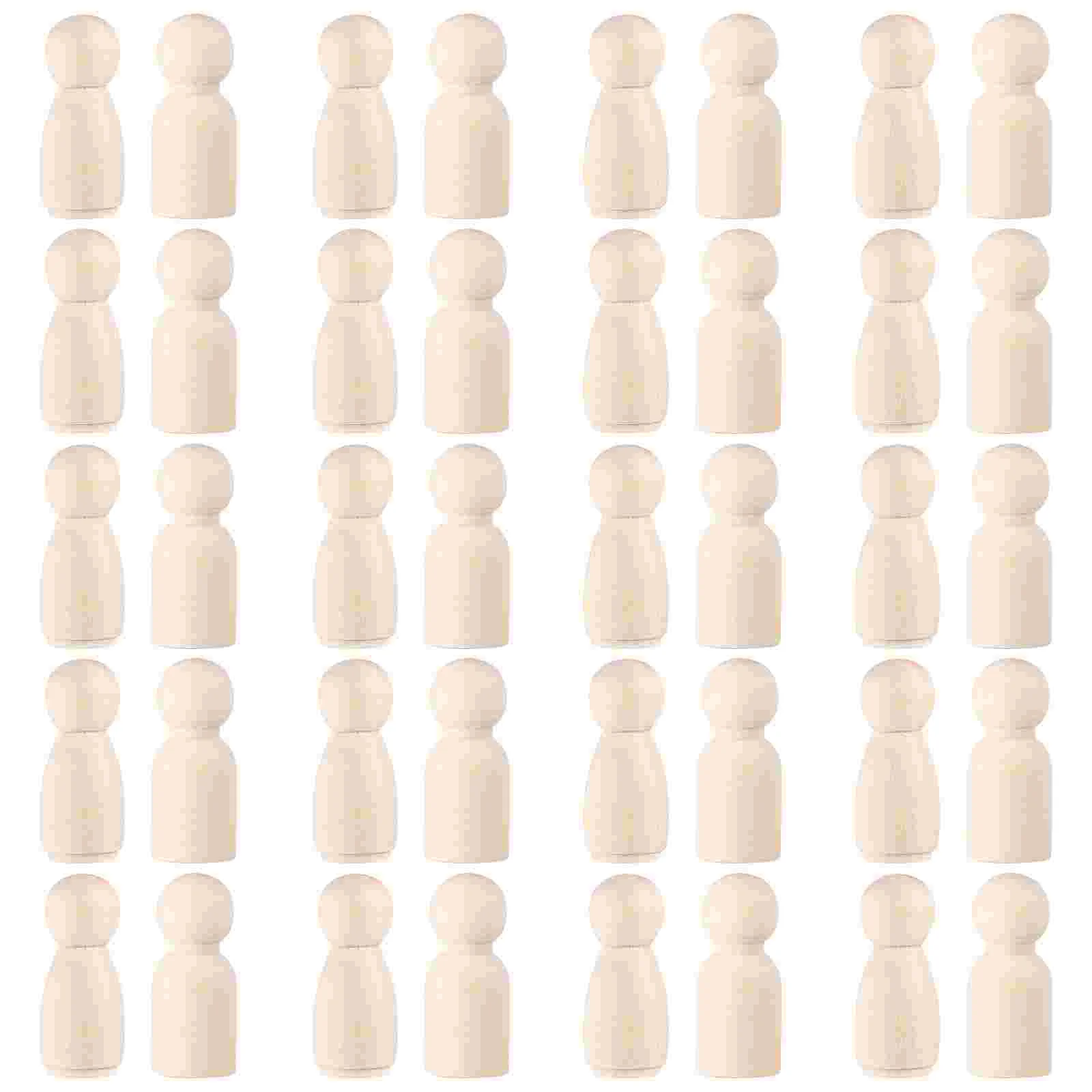 40 Pcs Wooden Peg Dolls Unfinished Tiny House Kit Hook up Bamboo People Man Toy