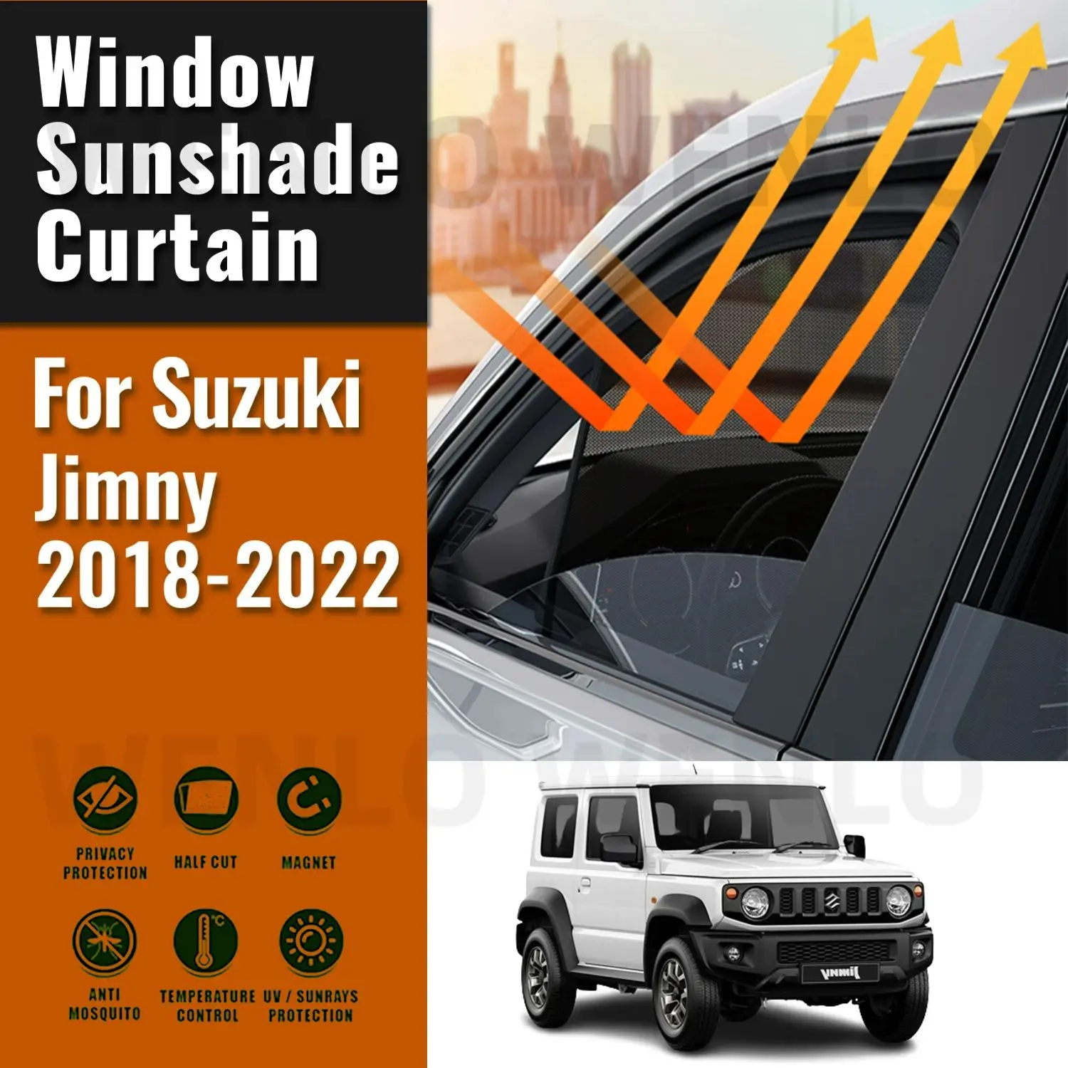 

For Suzuki Jimny 2018-2022 Magnetic Car Sunshade Visor Front Windshield Frame Curtain Baby Rear Side Window Sun Shade Shield