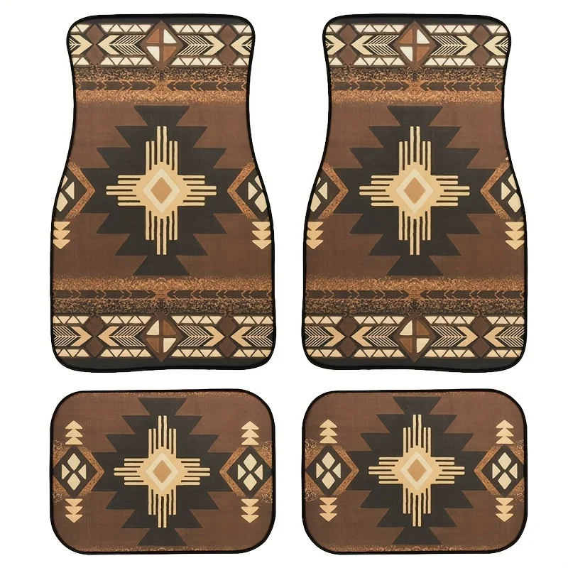 

Boho-Chic 4pcs Car Floor Mats Set Fit for Sedans SUVs Vans Durable Polyester Front Rear Protection Car Floor Mats Full Set