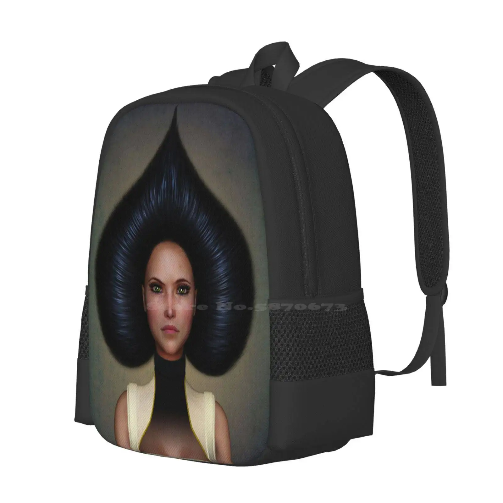 Queen Of Spades-mochila para portátil de viaje, bolso escolar con retrato de mujer, Cara de peinado, surrealismo de fantasía de emoción