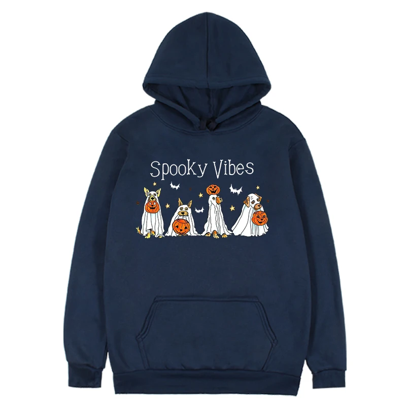 Halloween Sweatshirt Ghost  Hoodie Halloween Dog Sweatshirt Happy 2023 Halloween Clothes Retro Spooky Season Clothes m