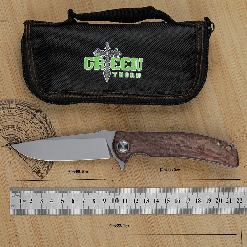 Green thorn Soft Overkill Folding knife，linen+titanium handle，vg10 blade outdoor camping hunting practical folding knife EDC too