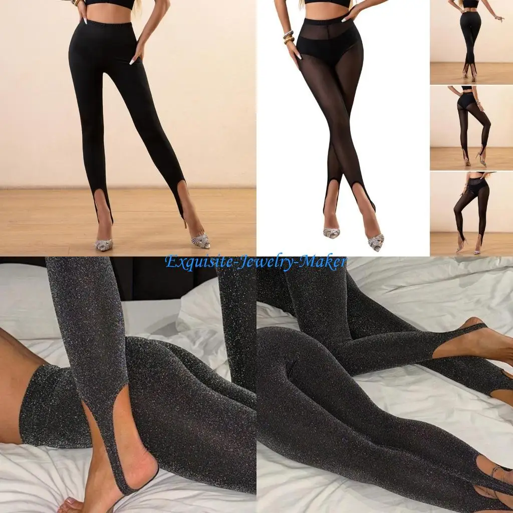 

24TF Sheer Silk Stockings Tights Dance Tights Glitter Tights Footless Ballet Leggings Thigh High Stockings
