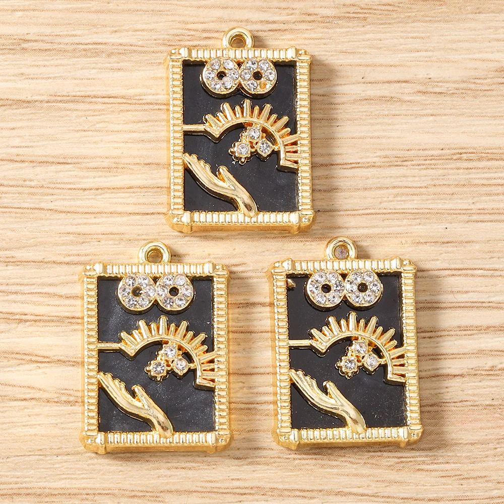 Tusember 5 Stück vergoldete Tarot-Stern-Mond-Böses-Auge-Hamsa-Hand-Anhänger Talisman-Charms für DIY-Schmuckherstellung, Halsketten, Ohrringe – Detail 22