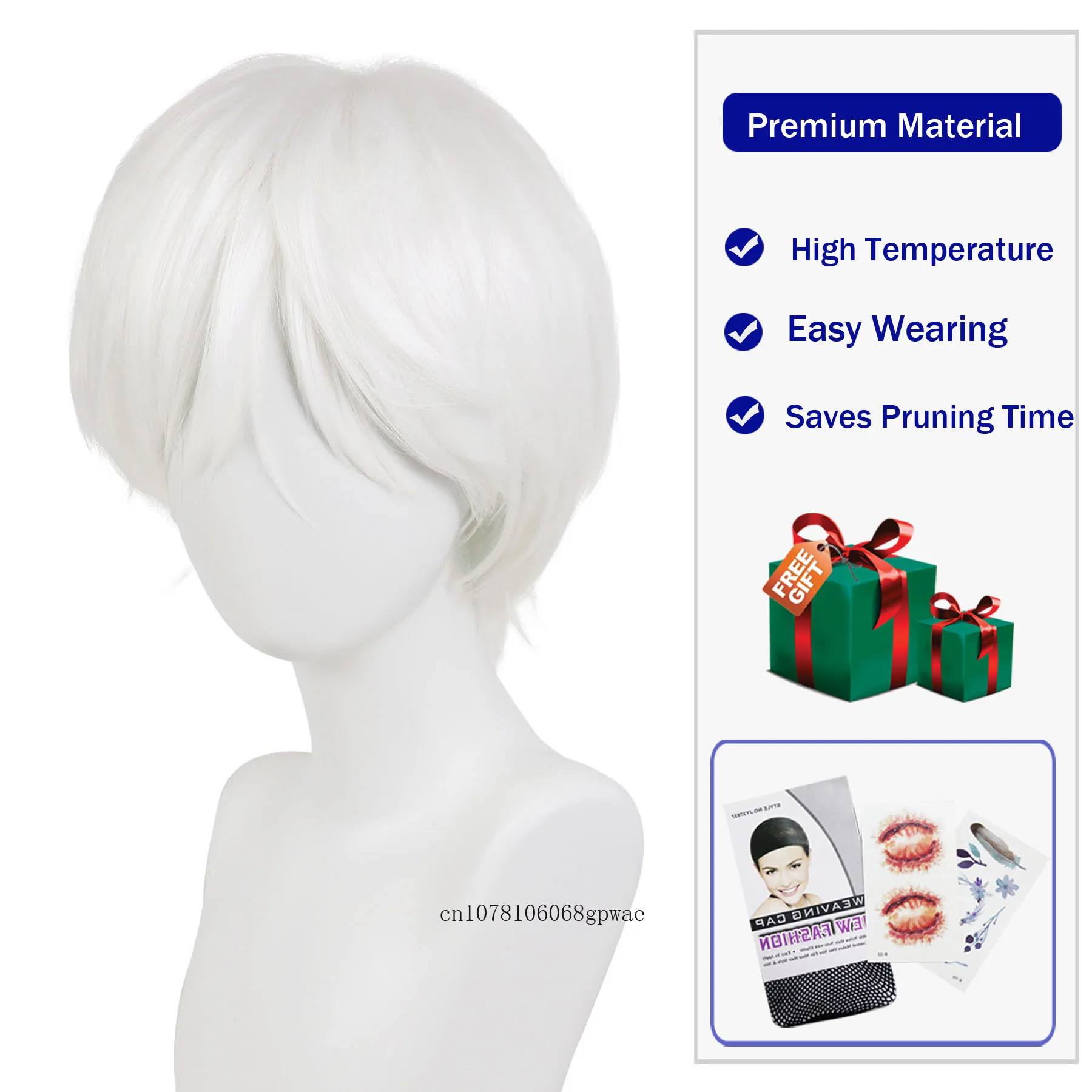 Parrucca cosplay Anime Ken Kaneki corta a strati appuntiti alla moda per capelli sintetici per uomo Ragazzi Parrucche per costumi di Halloween Maschile dall'aspetto naturale