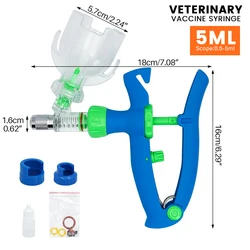 2/5Ml Adjustable Vaccine Continuous Syringe Automatic Injector Injection 10 Needles for Farm Animals Durable Veterinary Tools