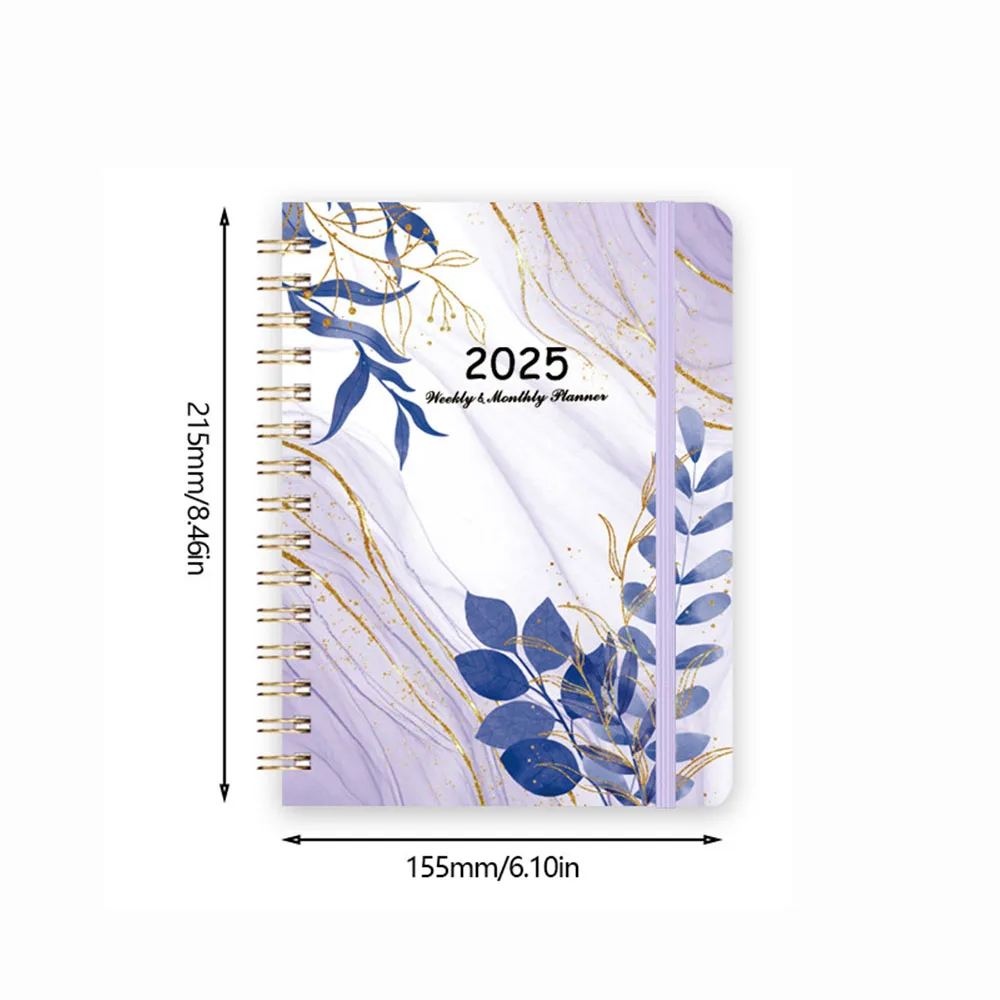 365-Day 2025 English Agenda Book Monthly Weekly Plan Flowers Diary Notebook Planner Organizer Practical A5 Schedule Planner