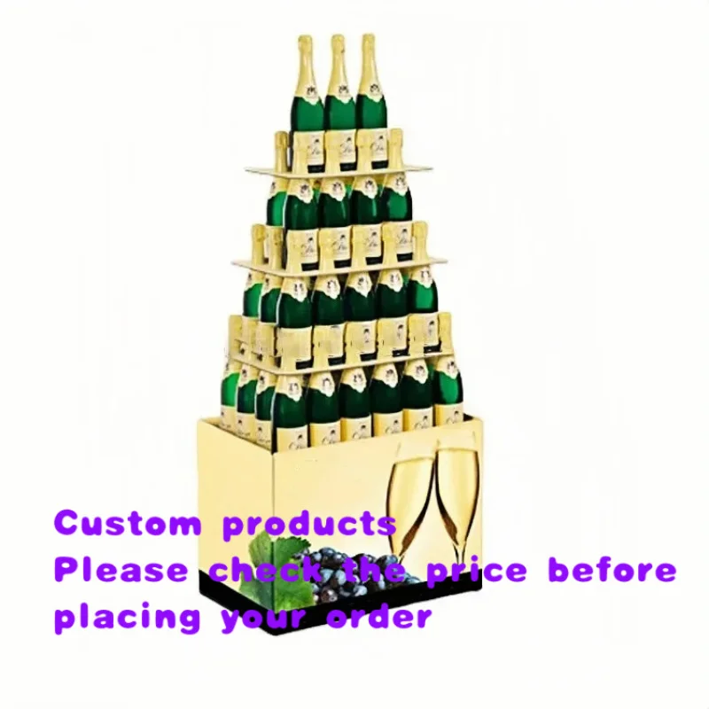custom.Wine & Beer Drink Display Stand Cardboard Retail Rack Liquor & Wine Bottles Easy Storage Solution