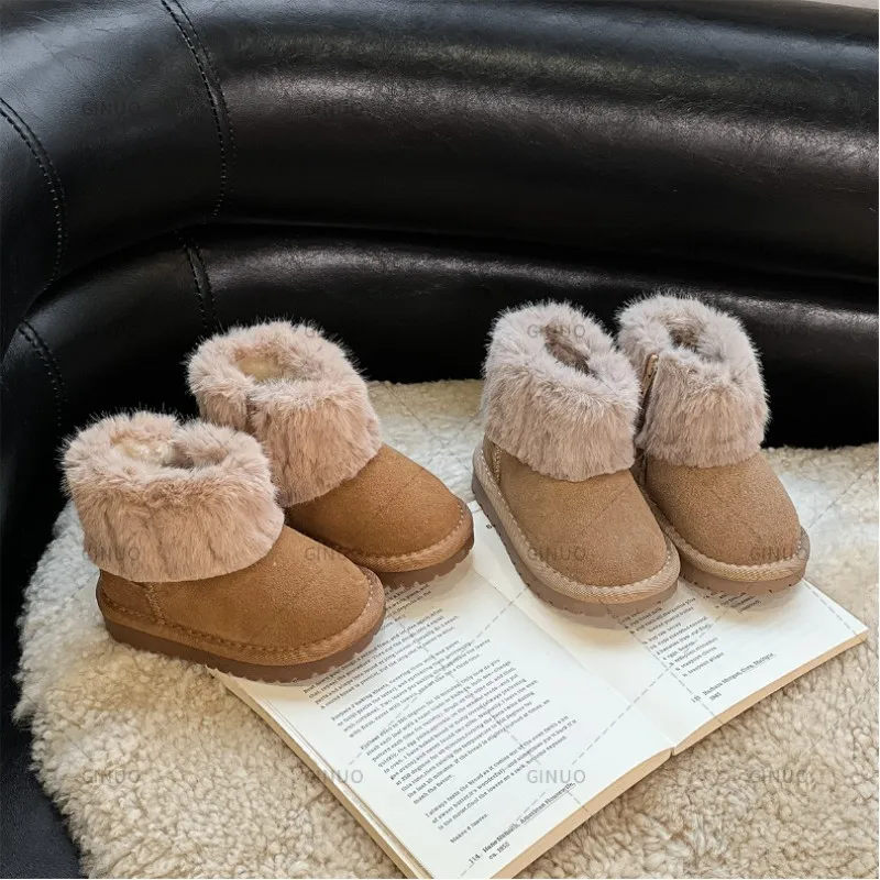 Baby Girls Boys Snow Boots Children Winter Shoes Kids Outdoor Warm Plush Boots Windproof Waterproof Infant Cotton-padded Shoes