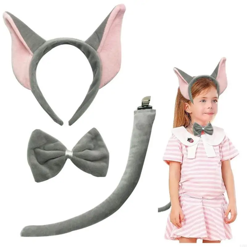Whimsical Flying Pig Elephant Ears Headpiece Plush Hair Band For Cosplay Carnivals Stage Performances Dressing Up F3MD
