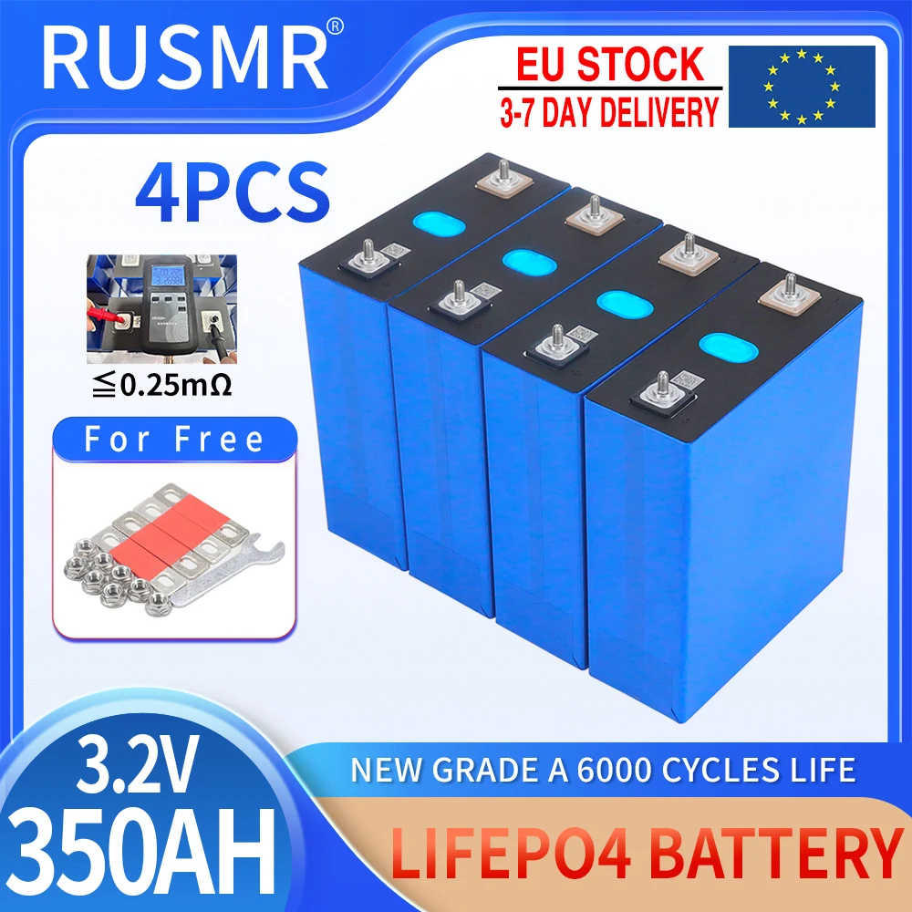 

4PCS 3.2V 350Ah 320Ah 100Ah 50Ah LiFePO4 Rechargeable Battery DIY 12V for Electric Car RV Solar Energy Golf Cart TAX FREE