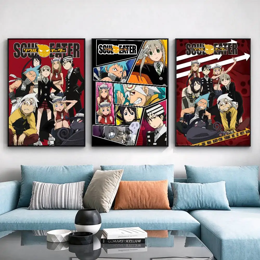 S-Soul Eater Anime Poster Waterproof Wall Art Sticker For Bar Living Room Vintage Decor High Quality Print