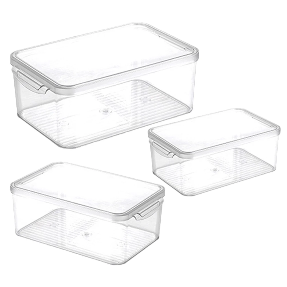 

3pcs Refrigerator Storage Bins Fridge Organization Box With Lid Freezer Containers Kitchen Sealing Box Reusable Plastic Food