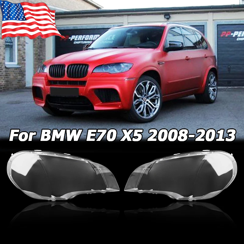 Headlights Covers For BMW E70 X5 Petrol Diesel SUV 2008-2013 Headlight Lens Cover Shell Lampshades Replacement Car Accessories