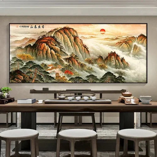 

Chinese Style Landscape Art Painting Decoration Painting Welcoming Pine Wall Painting Home Decoration