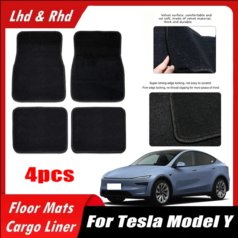 

4pcs Car Floor Mats All-Weather Easy To Clean Durable Anti-Slip Interior Protection Floor Liners For Tesla Model Y Accessories