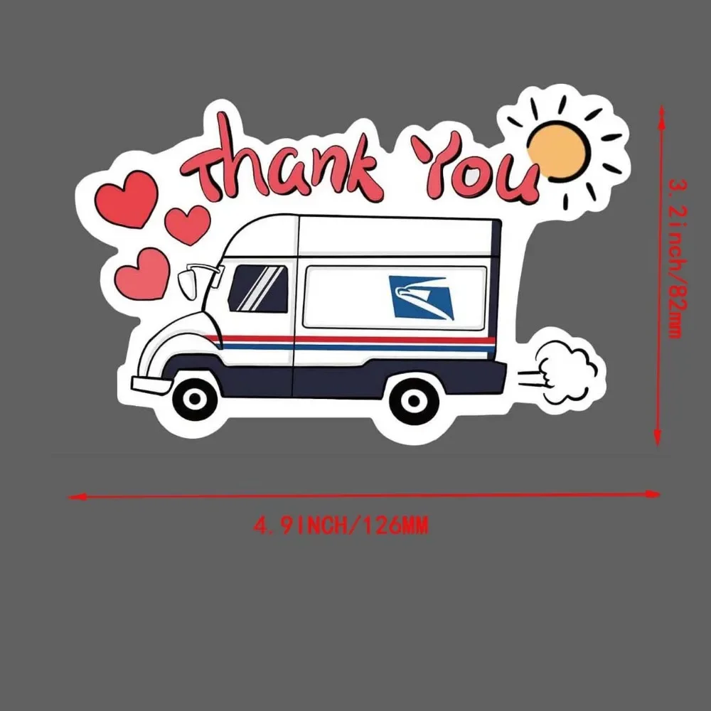 2/5 PCS Thank You USPS Sticker For Mailbox 4.9inch Thank U Stickers Vinyl Stickers With Love Support For USPS Mail Carriers